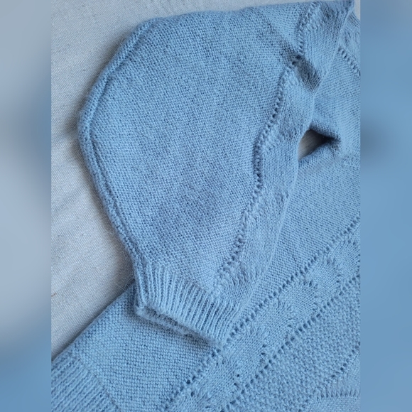 H&M Women's Sweater Knitted Balloon Sleeve Wool/Mohair Blend Blue Medium - Picture 7 of 16
